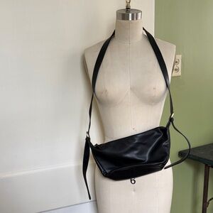 Black Faux Leather Crossbody Shoulder Bag